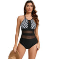Striped Mesh One-Piece Swimsuit