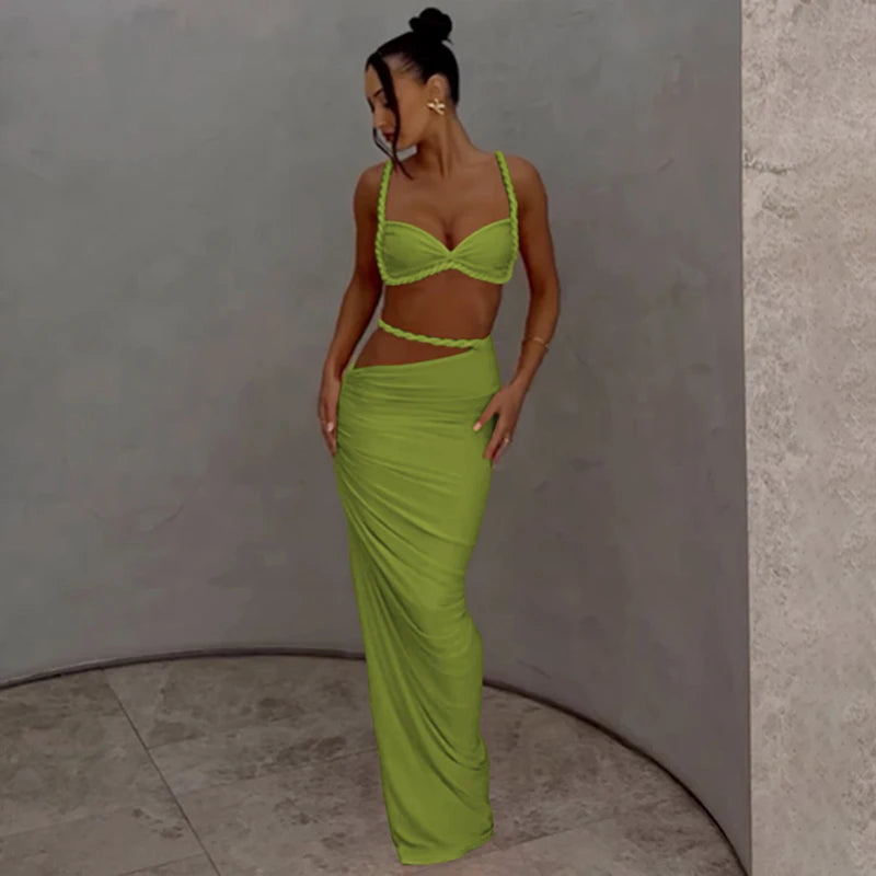 kliou Woven Sexy Women 2 Piece Set
