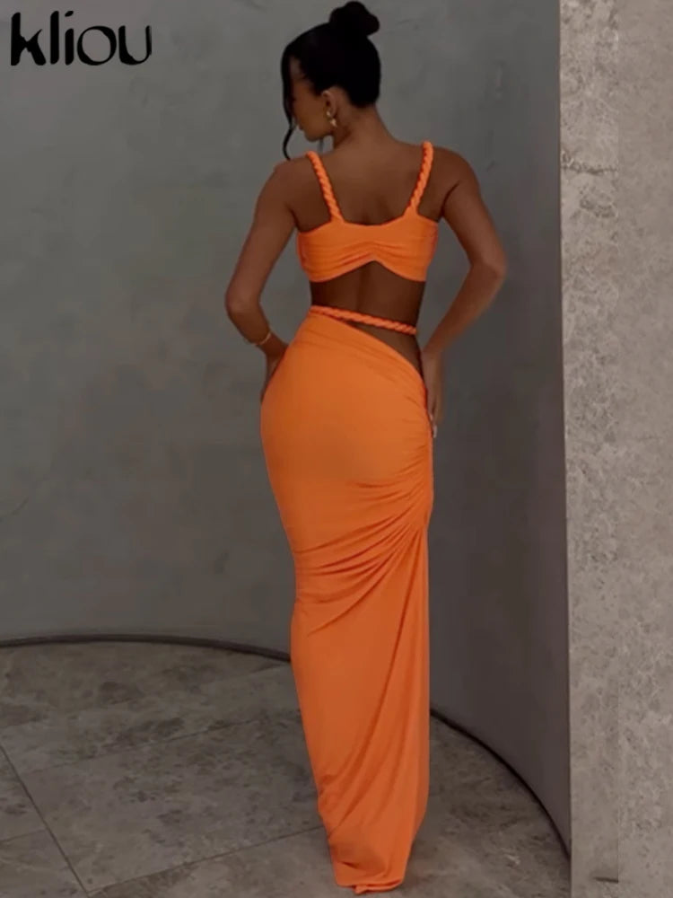 kliou Woven Sexy Women 2 Piece Set