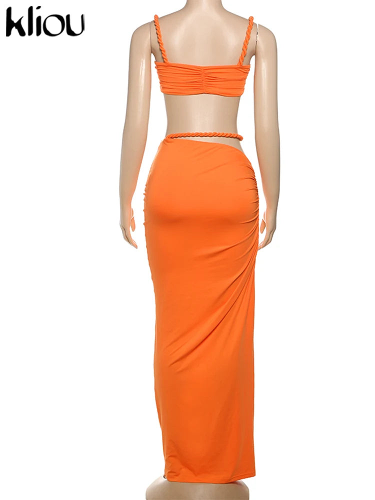 kliou Woven Sexy Women 2 Piece Set