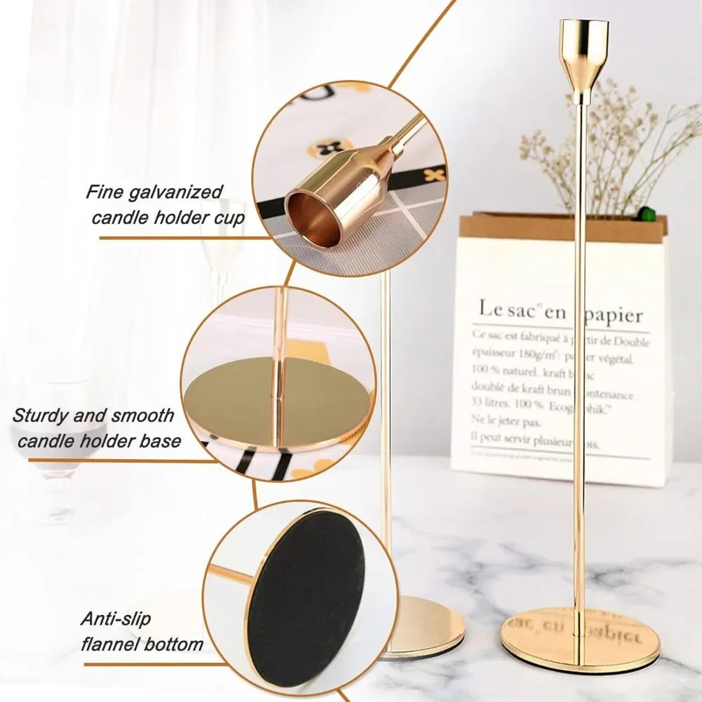 3Pcs/set Candle Holder Taper Candle Holders LED Tea Light Candlestick for Home Decor Christmas Wedding Dinning  Anniversary