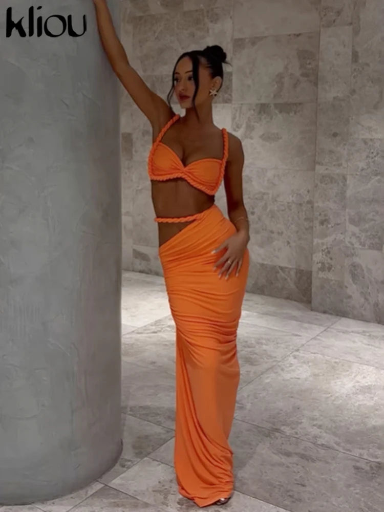 kliou Woven Sexy Women 2 Piece Set