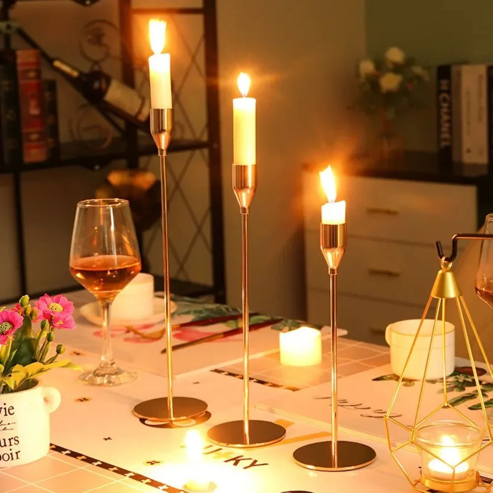 3Pcs/set Candle Holder Taper Candle Holders LED Tea Light Candlestick for Home Decor Christmas Wedding Dinning  Anniversary
