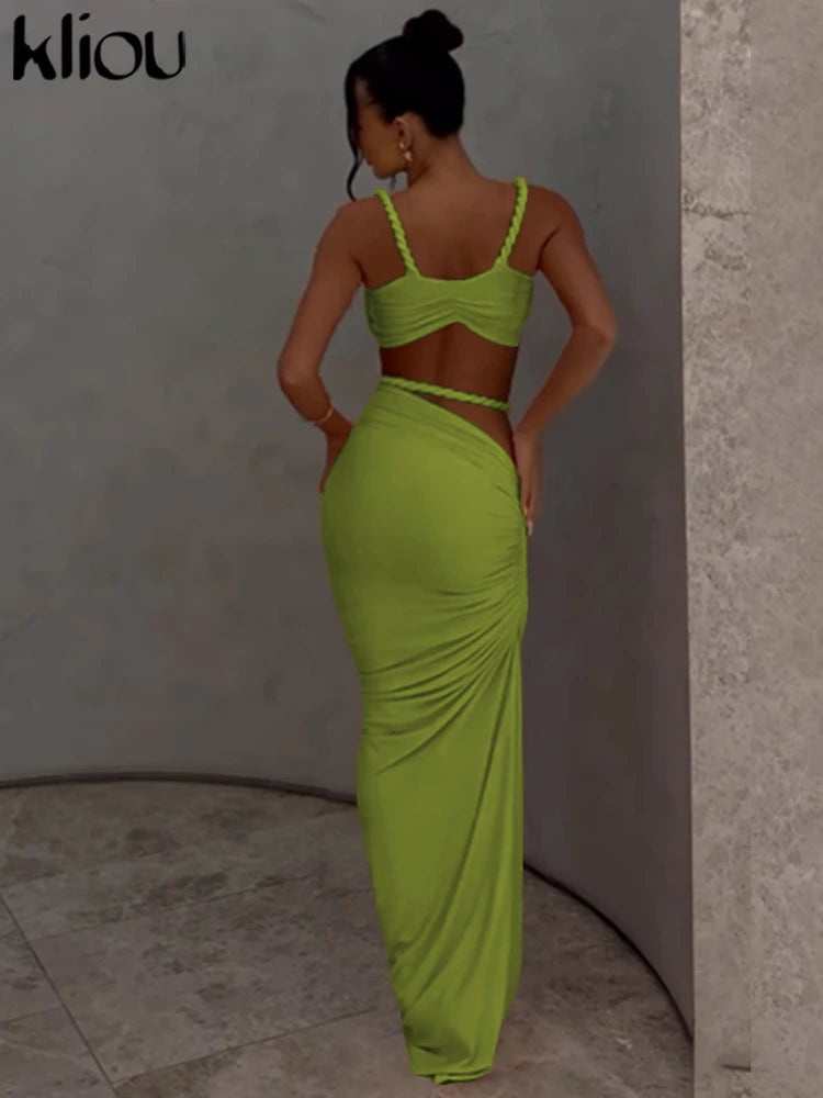 kliou Woven Sexy Women 2 Piece Set