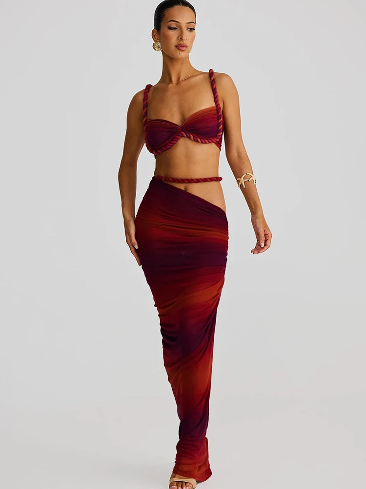 kliou Woven Sexy Women 2 Piece Set
