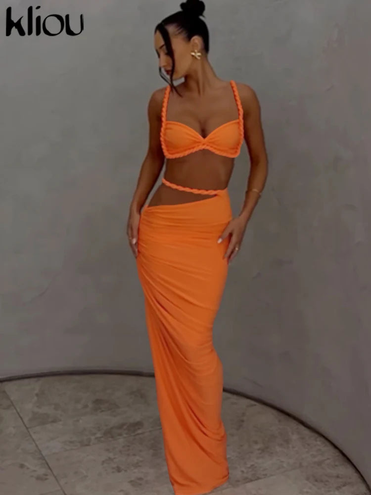 kliou Woven Sexy Women 2 Piece Set