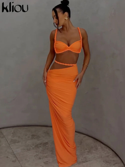 kliou Woven Sexy Women 2 Piece Set