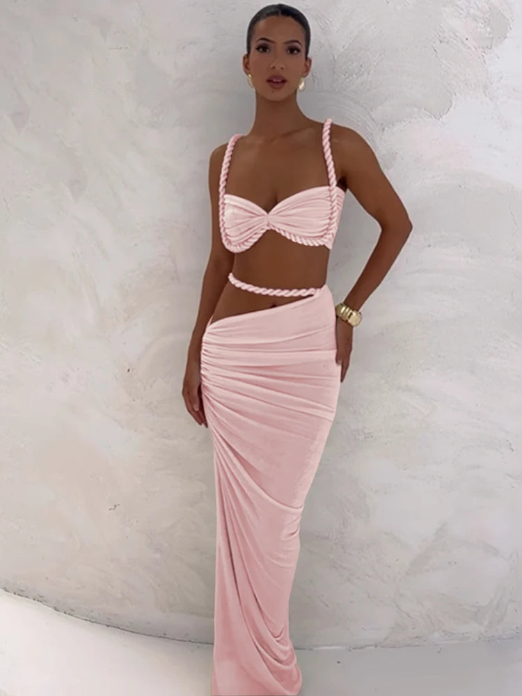 kliou Woven Sexy Women 2 Piece Set