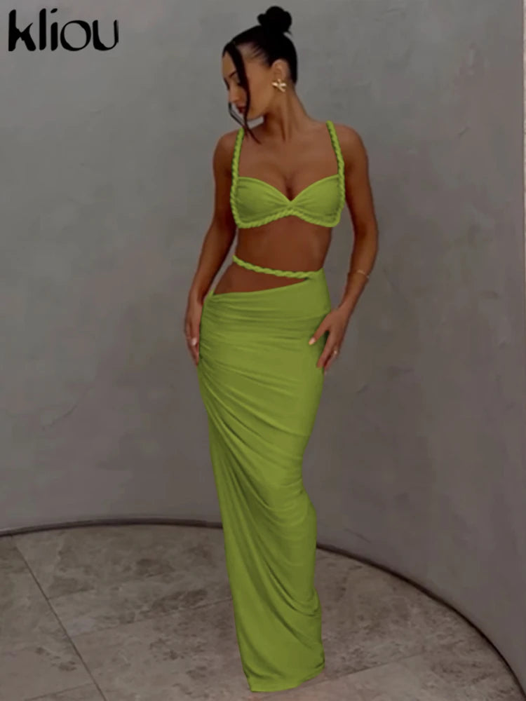kliou Woven Sexy Women 2 Piece Set