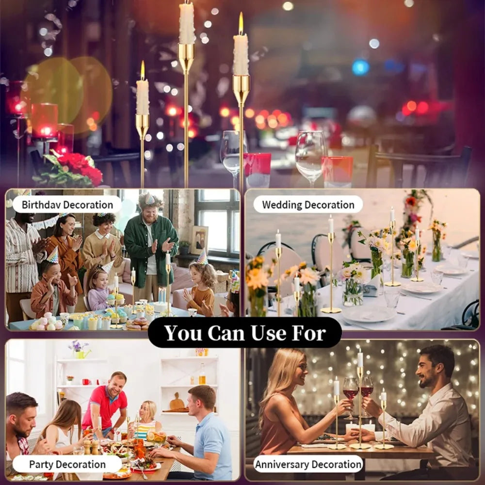 3Pcs/set Candle Holder Taper Candle Holders LED Tea Light Candlestick for Home Decor Christmas Wedding Dinning  Anniversary