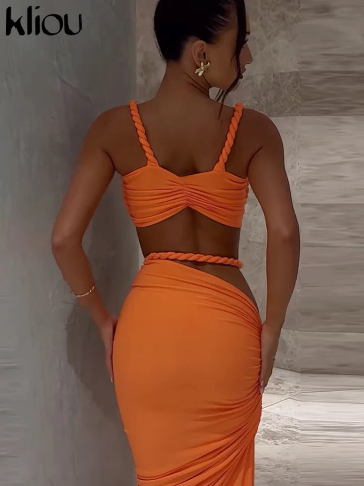 kliou Woven Sexy Women 2 Piece Set