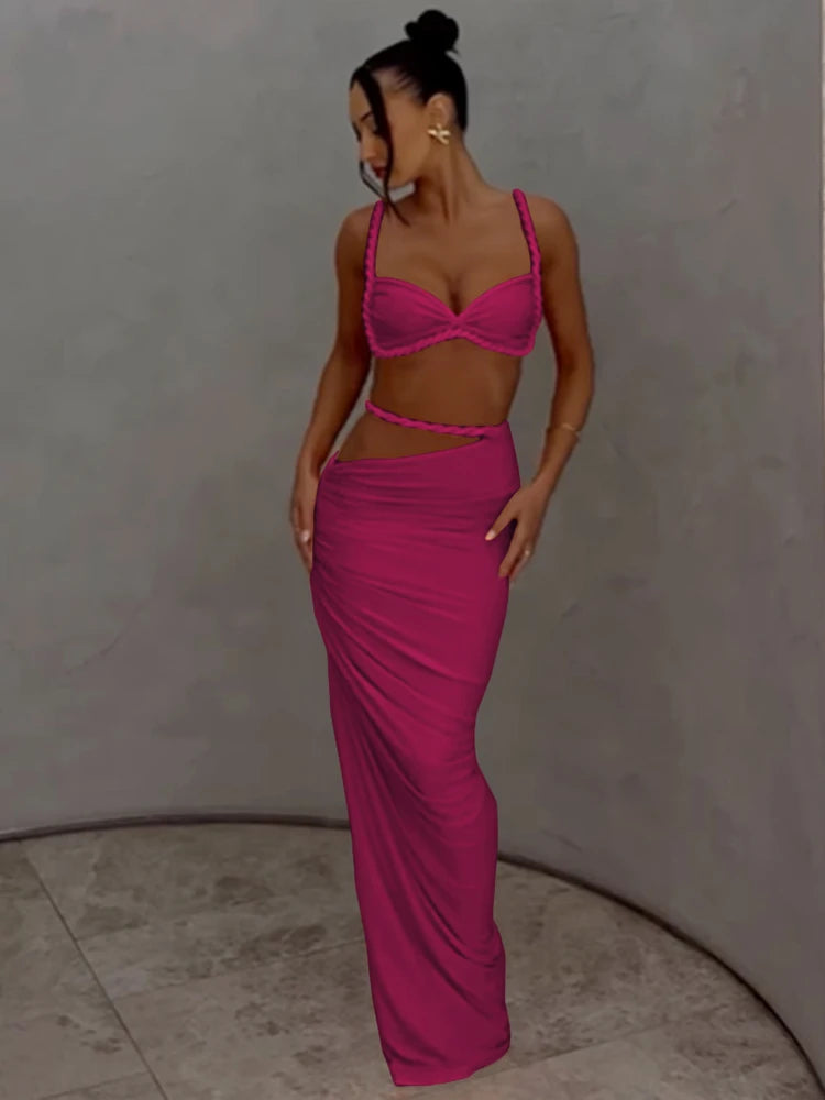 kliou Woven Sexy Women 2 Piece Set