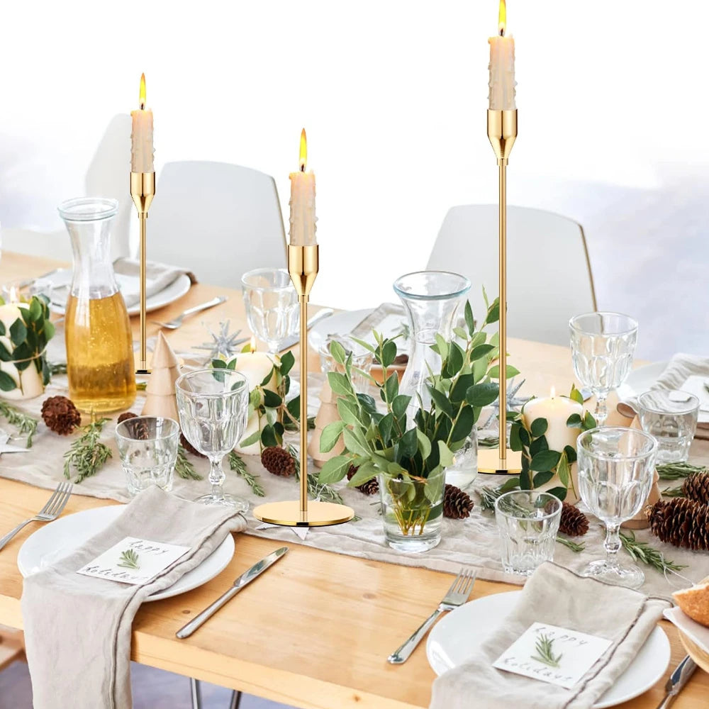 3Pcs/set Candle Holder Taper Candle Holders LED Tea Light Candlestick for Home Decor Christmas Wedding Dinning  Anniversary