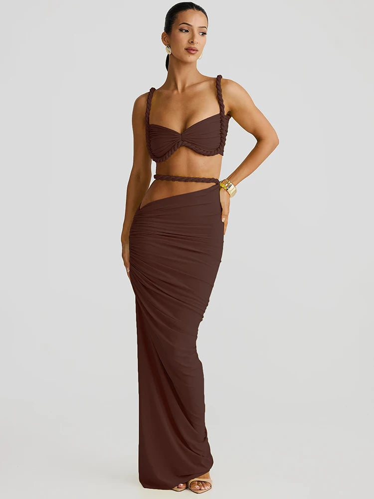 kliou Woven Sexy Women 2 Piece Set
